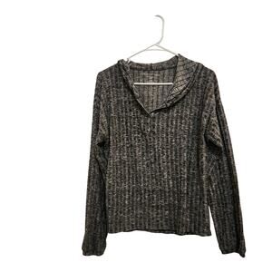 American Eagle Gray Knit Relax Pullover Soft & Sexy Plush Hooded Sweater Small